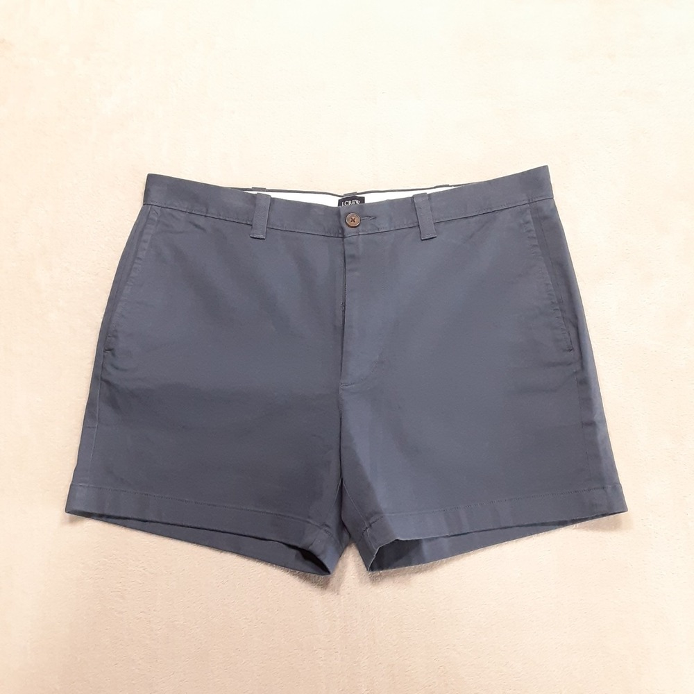 J.Crew Mens 5" Flat Front Chino Shorts Sz.35 Blue Cotton Spandex Style L0924